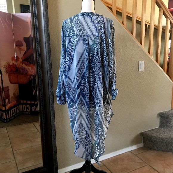 Beautiful Blue Print Layered Blouse - Picture 3 of 4